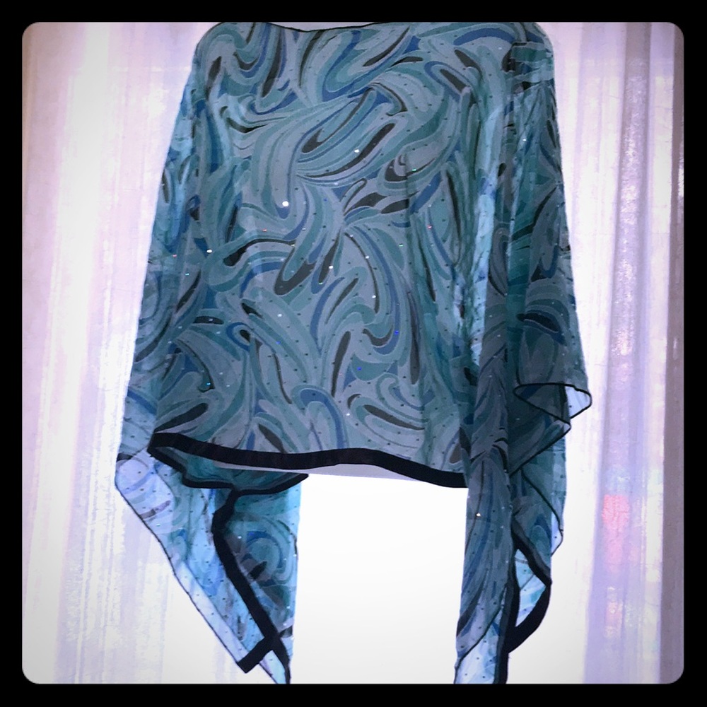 Sheer sparkly bat wing top
